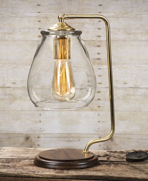 Glass Shade Edison Bulb Table Lamp - Brass
