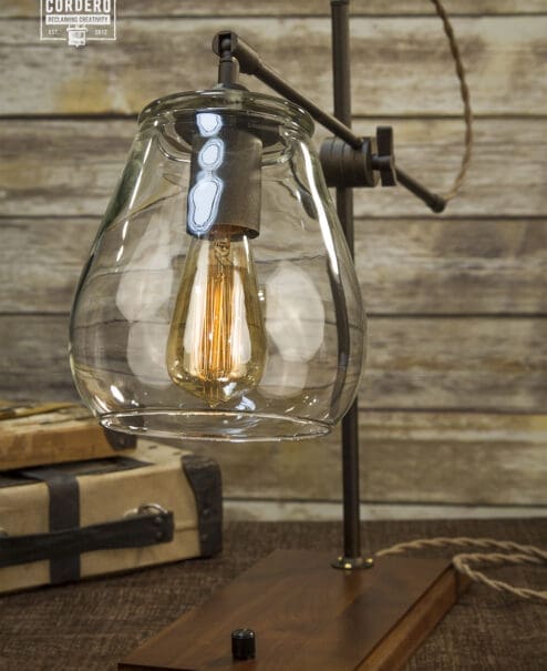 Alternative view of Glass Shade Edison Bulb Table Lamp | Clutch Swivel | Bronze
