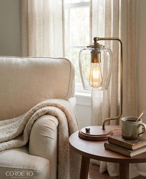 Alternative view of Aged Brass Edison Table Lamp