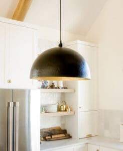 Black Hammered Dome Pendant Light