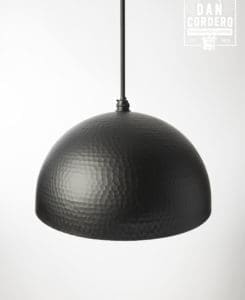 Flat Black Hammered Pendant Light