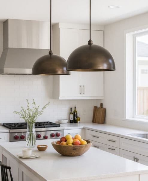 Alternative view of Smooth Bronze Dome Pendant Light Fixture