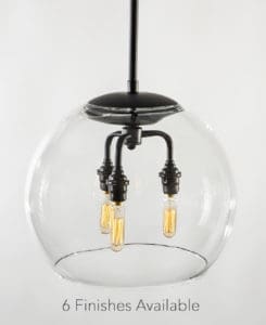 12" Glass Globe Pendant Light Fixture
