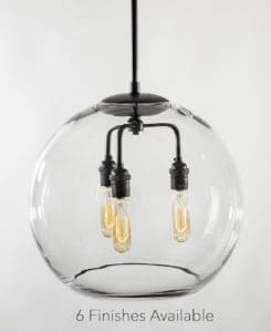 16" Glass Globe Pendant Light Fixture Featuring the Tublar Bulb