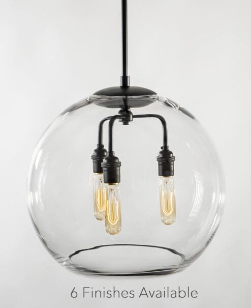 16" Glass Globe Pendant Light Fixture Featuring the Tublar Bulb