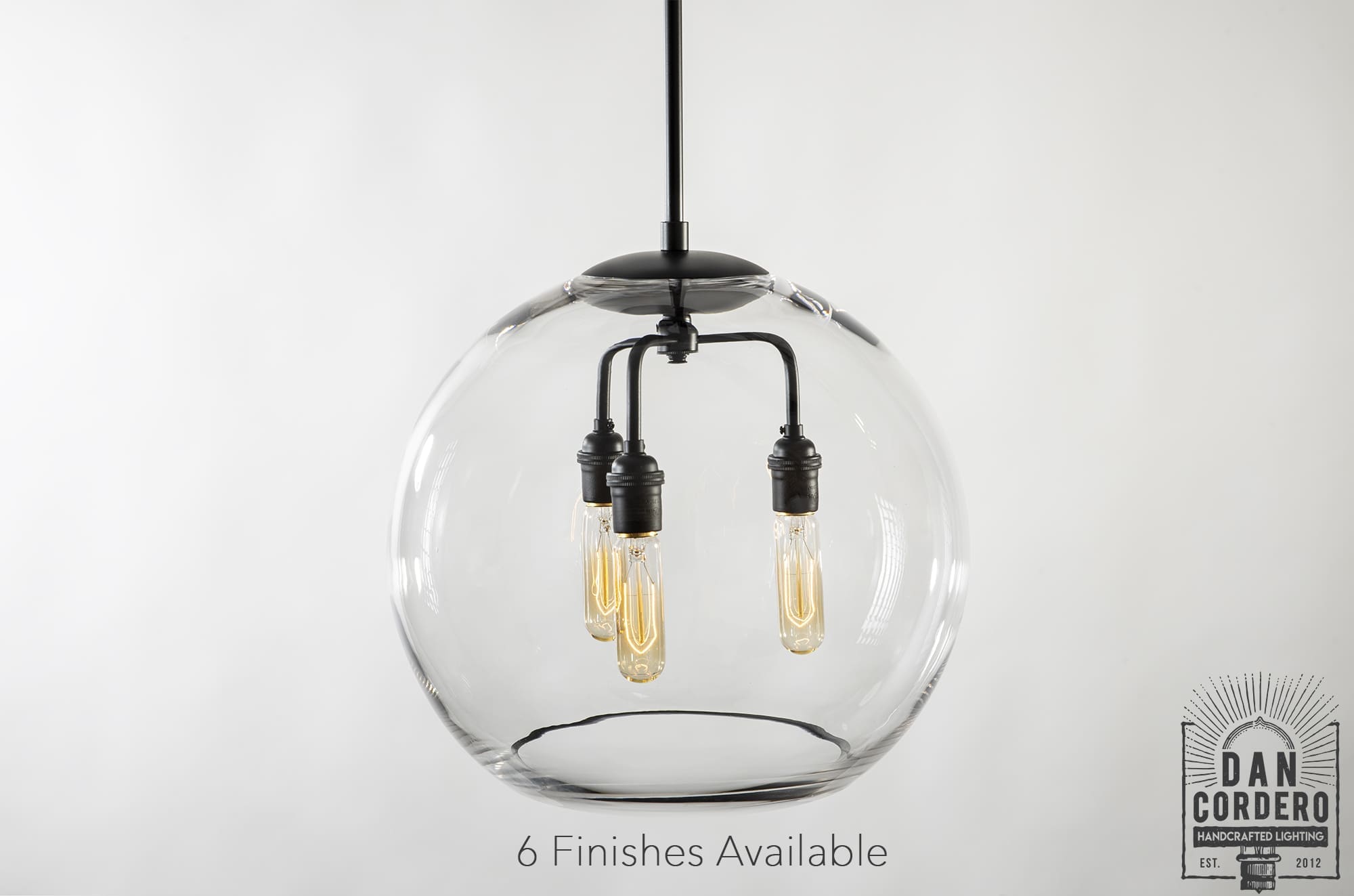 16" Glass Globe Pendant Light Fixture Featuring the Tublar Bulb
