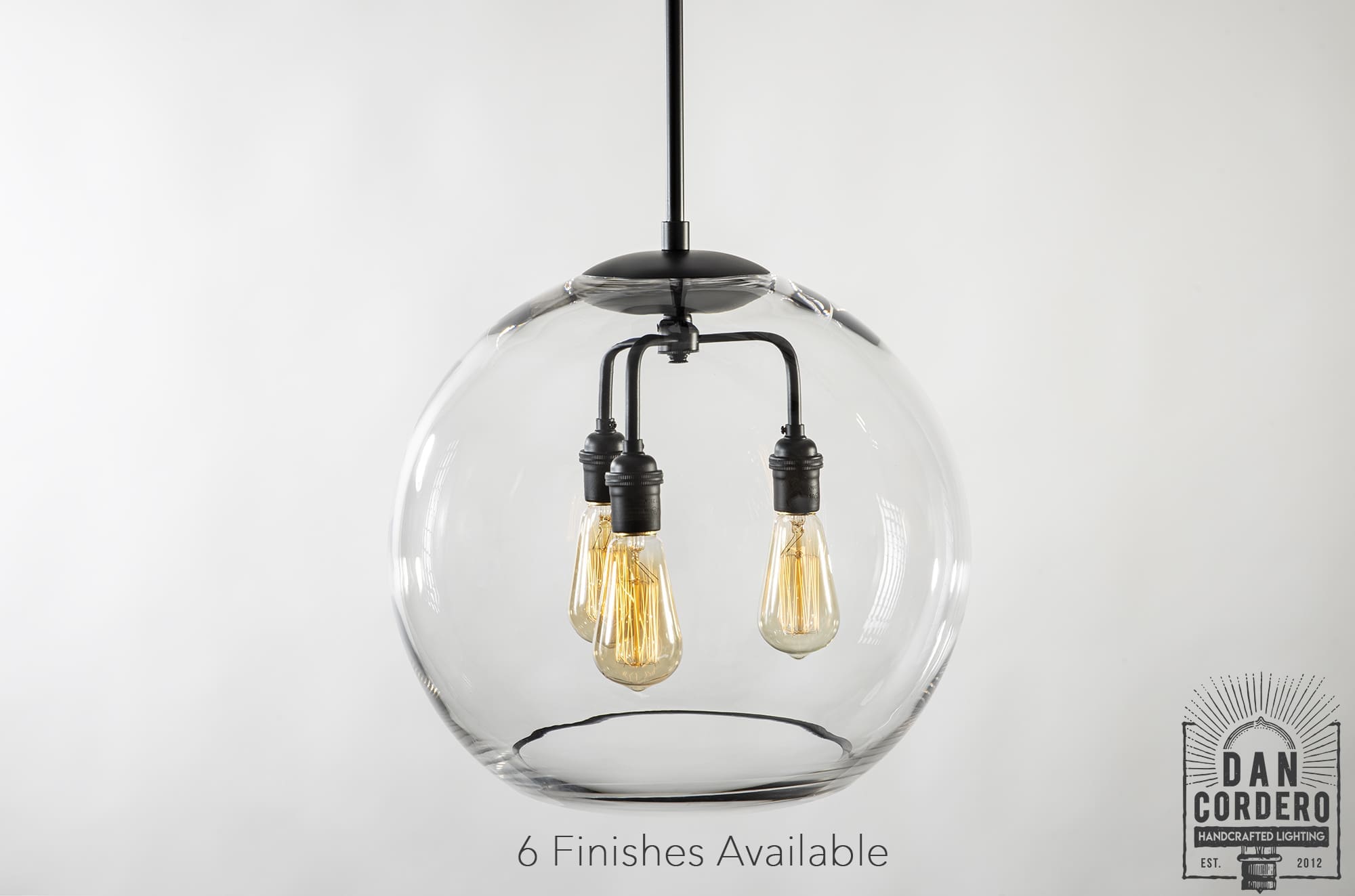 16" Glass Globe Pendant Light Fixture Featuring the Edison Bulb