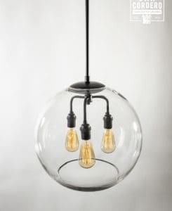 16" Glass Globe Pendant Light Fixture Featuring the Edison Bulb
