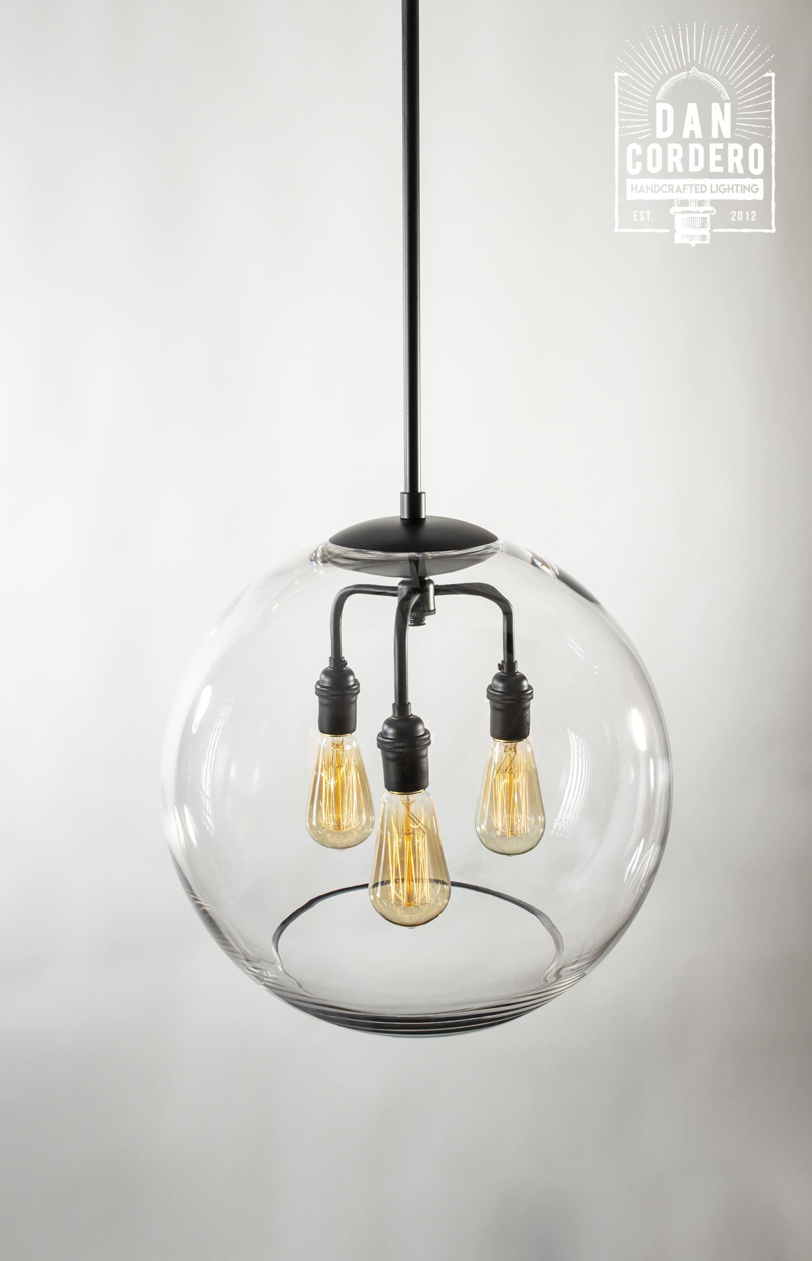 16" Glass Globe Pendant Light Fixture Featuring the Edison Bulb