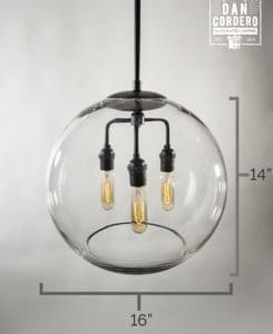 16" Glass Globe Pendant Light Fixture Specs