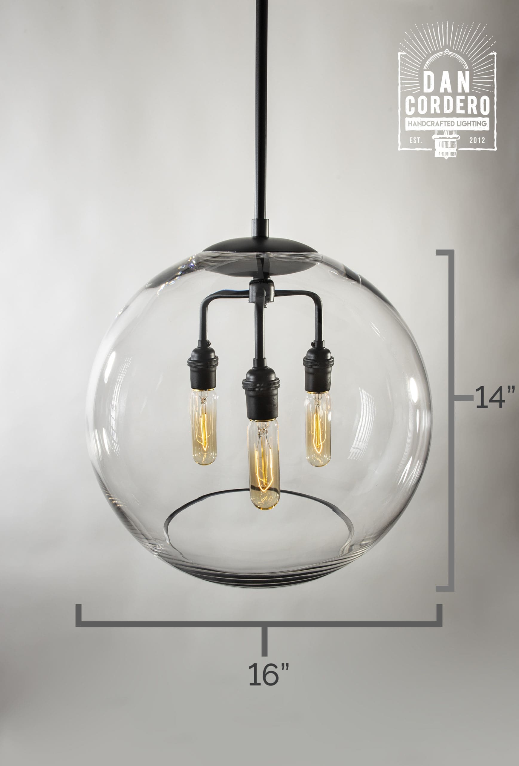 16" Glass Globe Pendant Light Fixture Specs