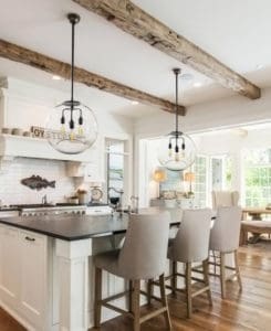 Glass Globe Pendants in Kitchen