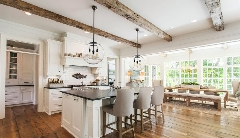 Glass Globe Pendants in Kitchen