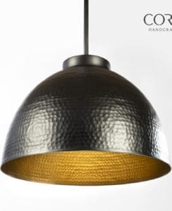 Hammered Black Dome Pendant Light
