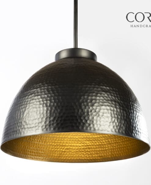 Hammered Black Dome Pendant Light