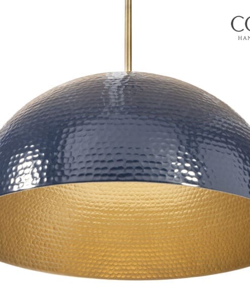 Navy Hammered Dome Pendant Light
