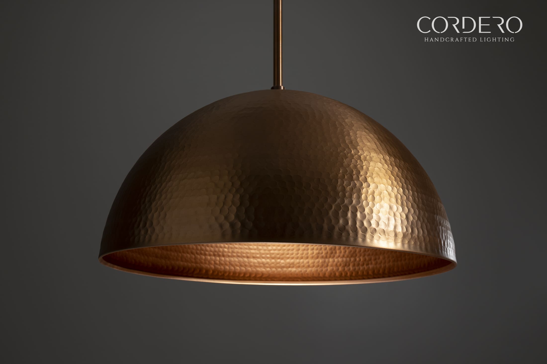Copper Hammered Dome Pendant Light Fixture, image size:2200x1467