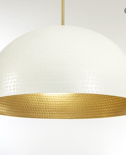 White Hammered Dome Pendant Light