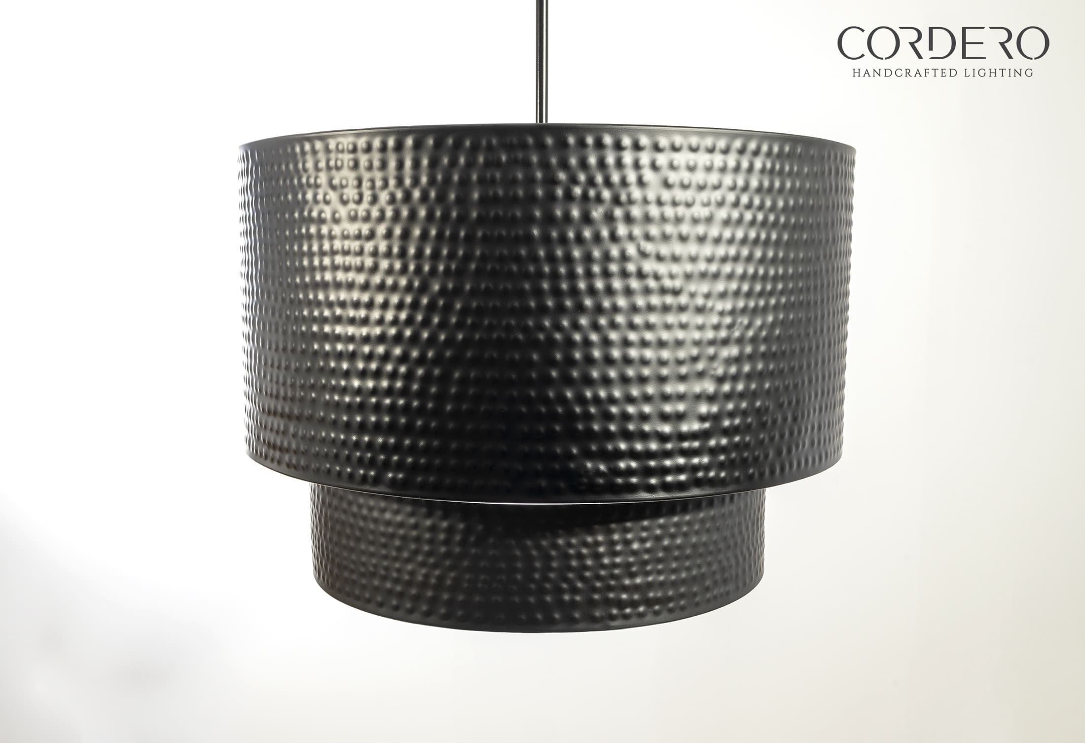 Double Drum Hammered Pendant Light