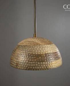 Wood Hammered Dome Pendant Light
