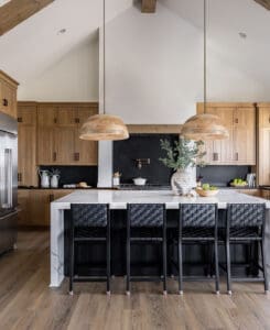 Wooden Hammered Dome Light Fixture