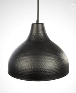 Flat Black Hammered Dome Light