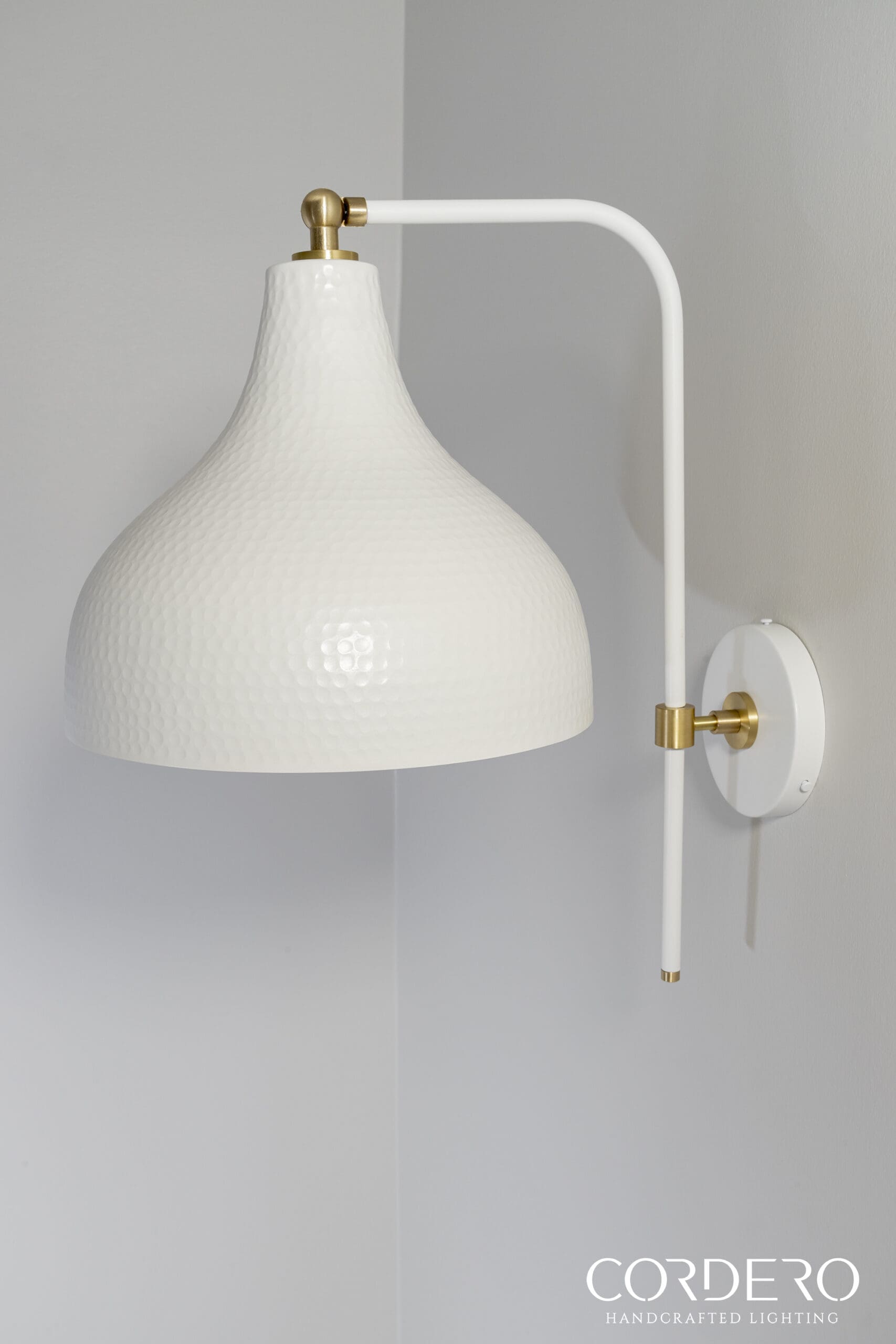 White Hammered Wall Sconce