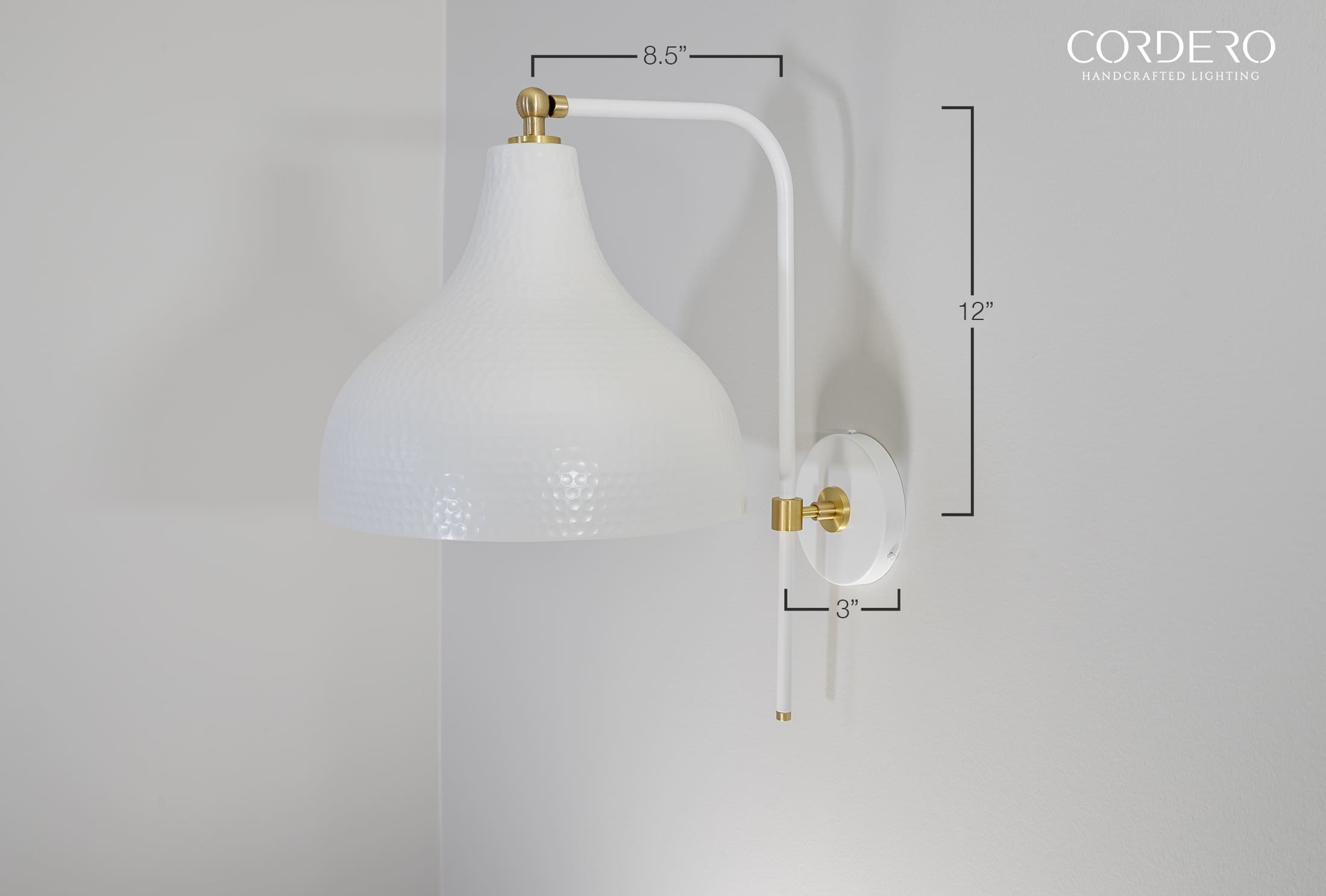 White Hammered Wall Sconce