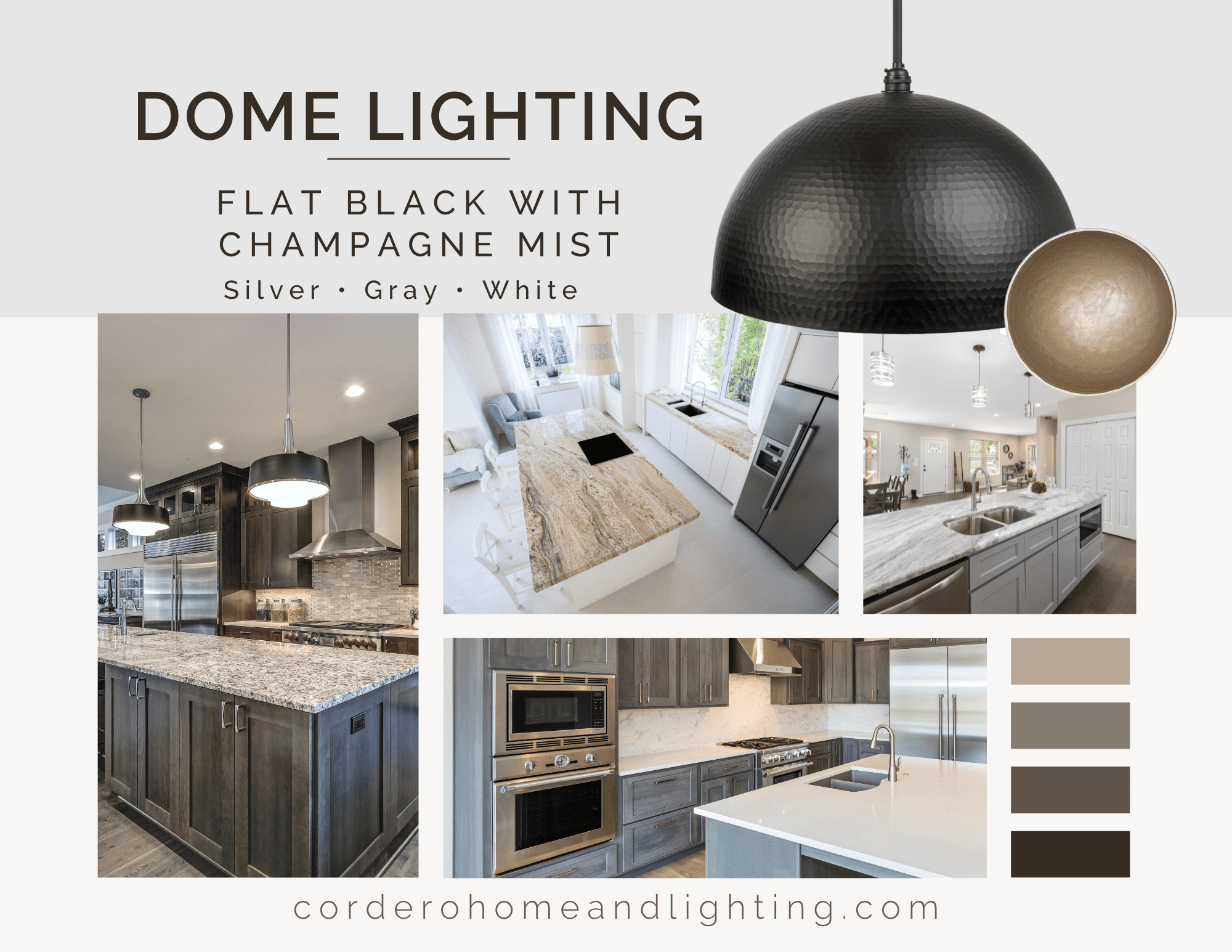 Cordero Home & Lighting, Dome Lighting Finishes