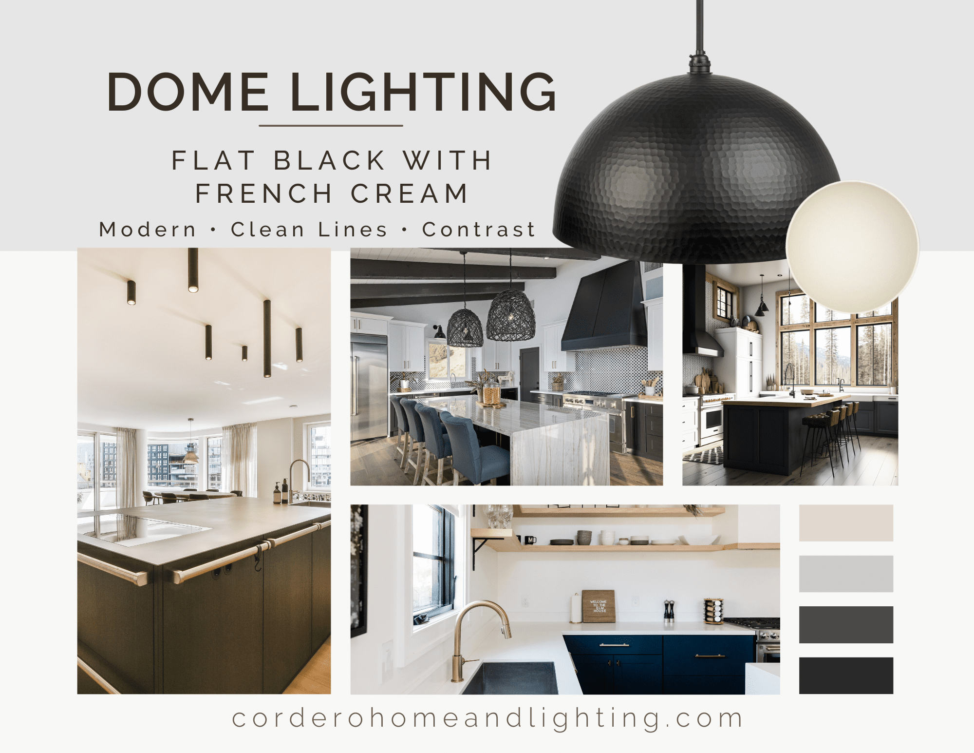 Cordero Home & Lighting, Dome Lighting Finishes