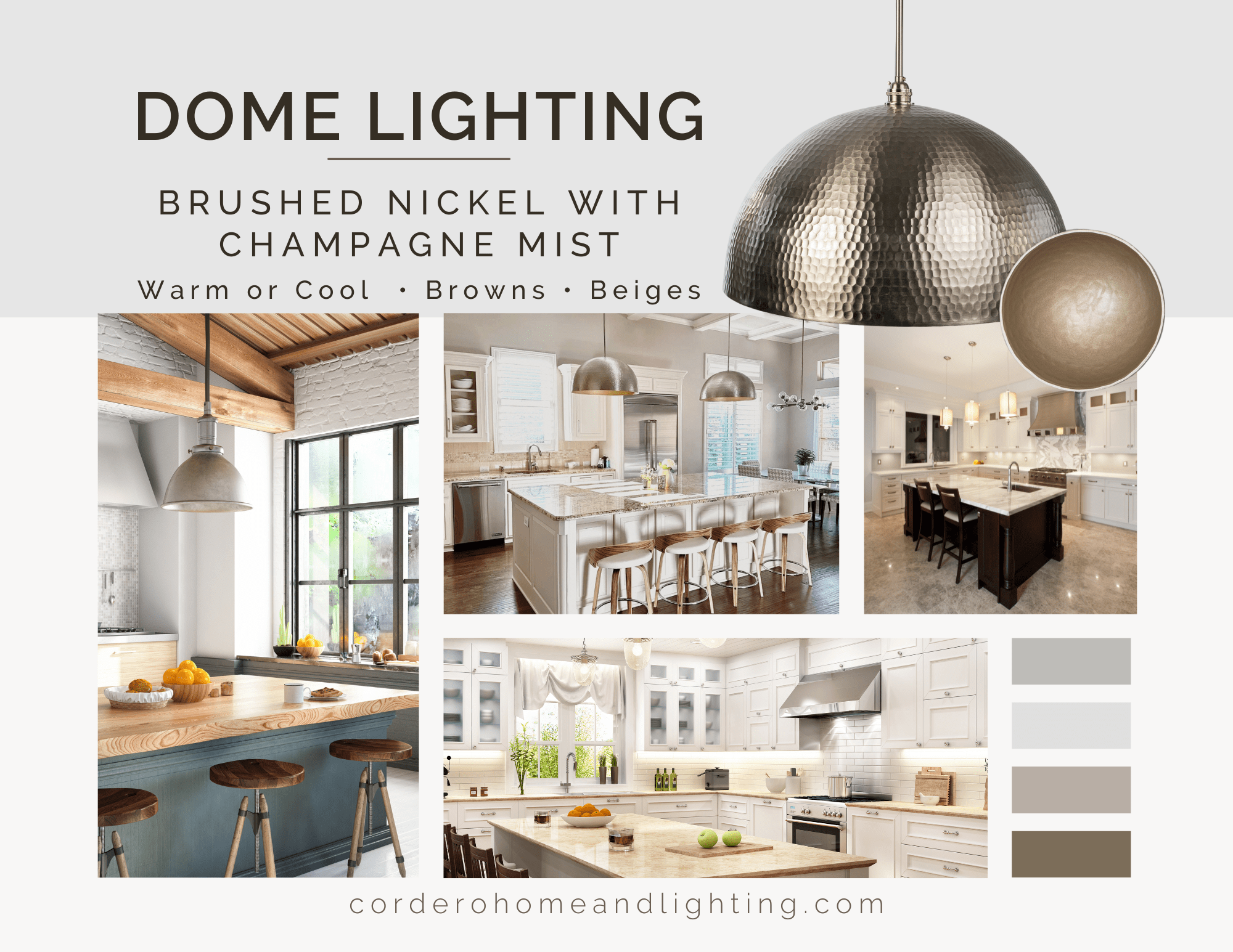 Cordero Home & Lighting, Dome Lighting Finishes