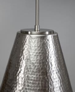 Brushed Nickel Hammered Cone Pendant – 1