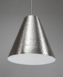 Brushed Nickel Hammered Cone Pendant – 4