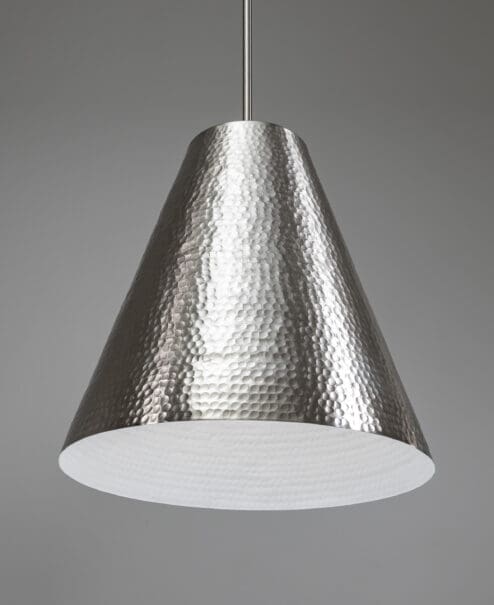 Alternative view of Brushed Nickel Hammered Kinsmore Cone Pendant Light 