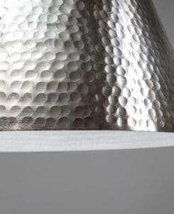 Brushed Nickel Hammered Cone Pendant – 6