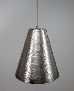 Brushed Nickel Hammered Cone Pendant – 7