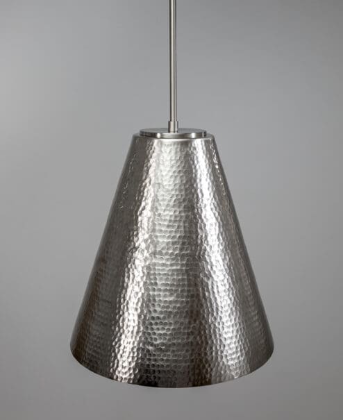 Brushed Nickel Hammered Kinsmore Cone Pendant Light 