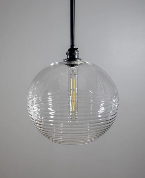 Ribbed Globe Pendant Light Fixture