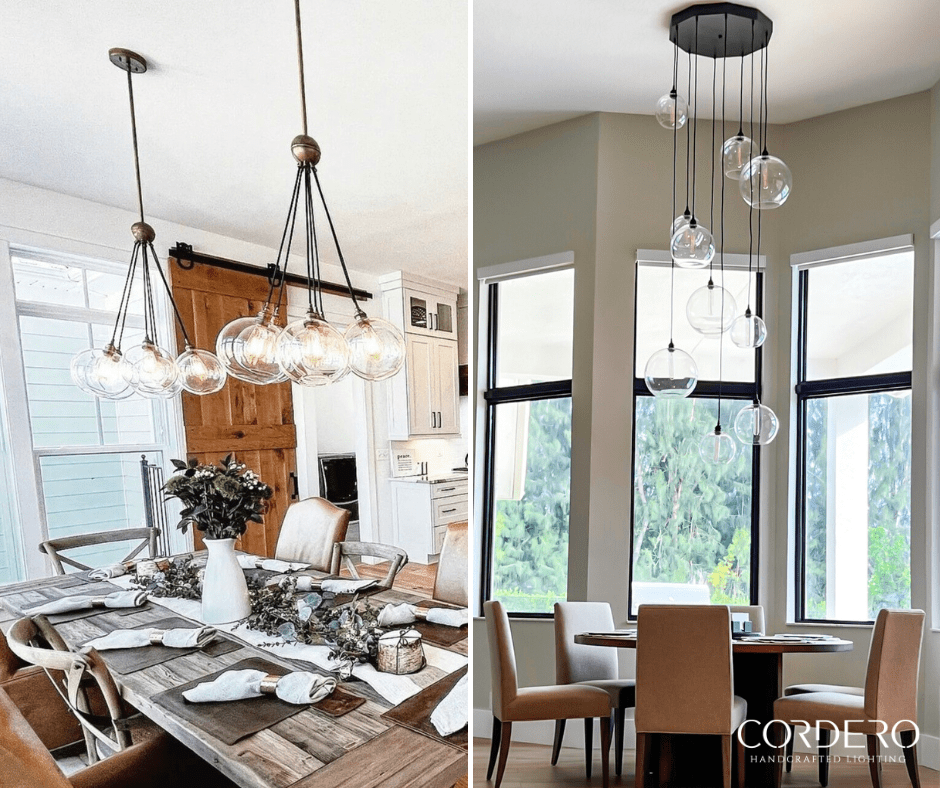 Cordero Handcrafted Lighting: Custom Globe Chandelier, Clear Glass, Lighting Fixture