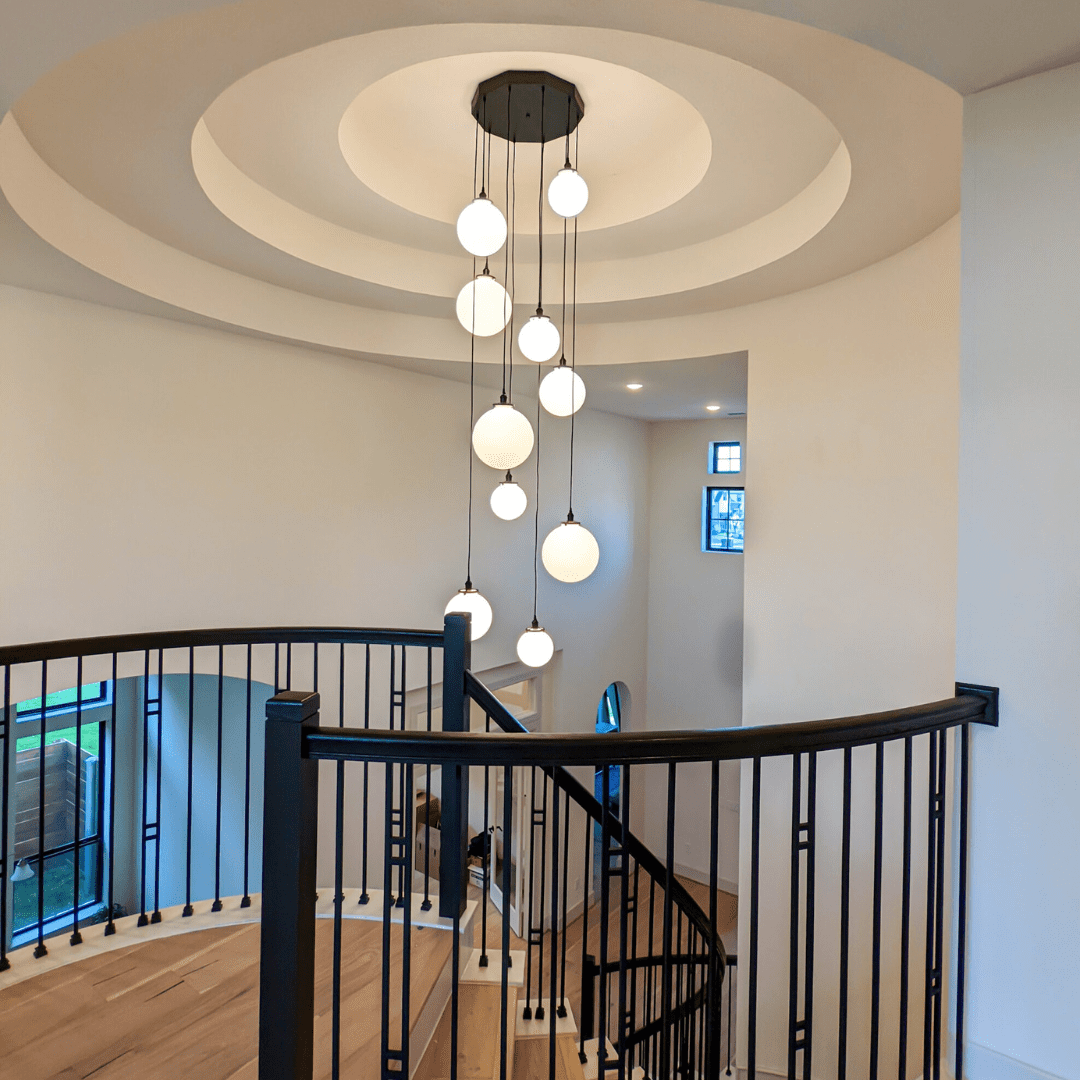 Cordero Handcrafted Lighting: Custom Globe Chandelier, Satin Opal Glass Globe, Lighting Fixture