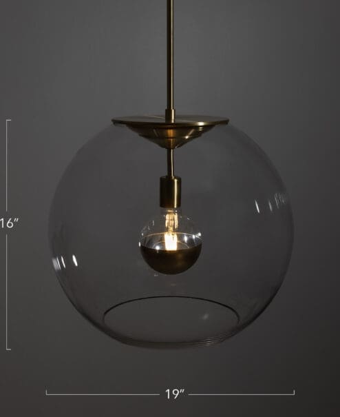 19" Glass Globe Pendant Light Fixture