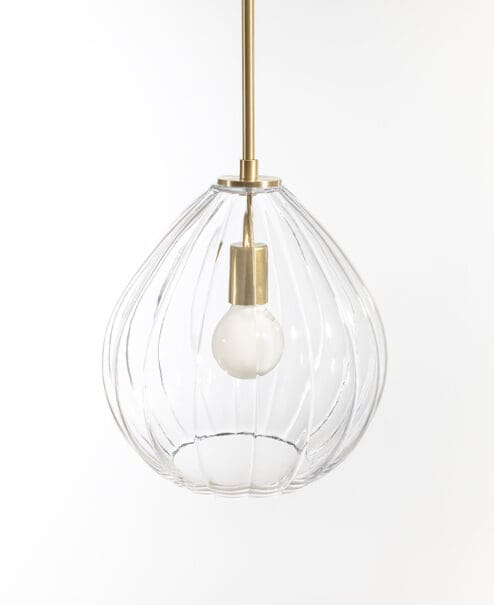Ribbed Glass Pendant Light Fixture