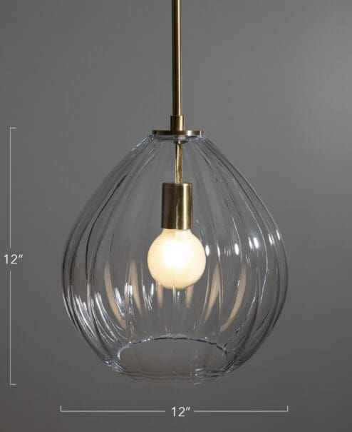 Ribbed Glass Pendant Light Fixture