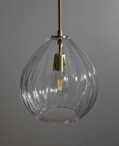 Ribbed Glass Pendant Light Fixture