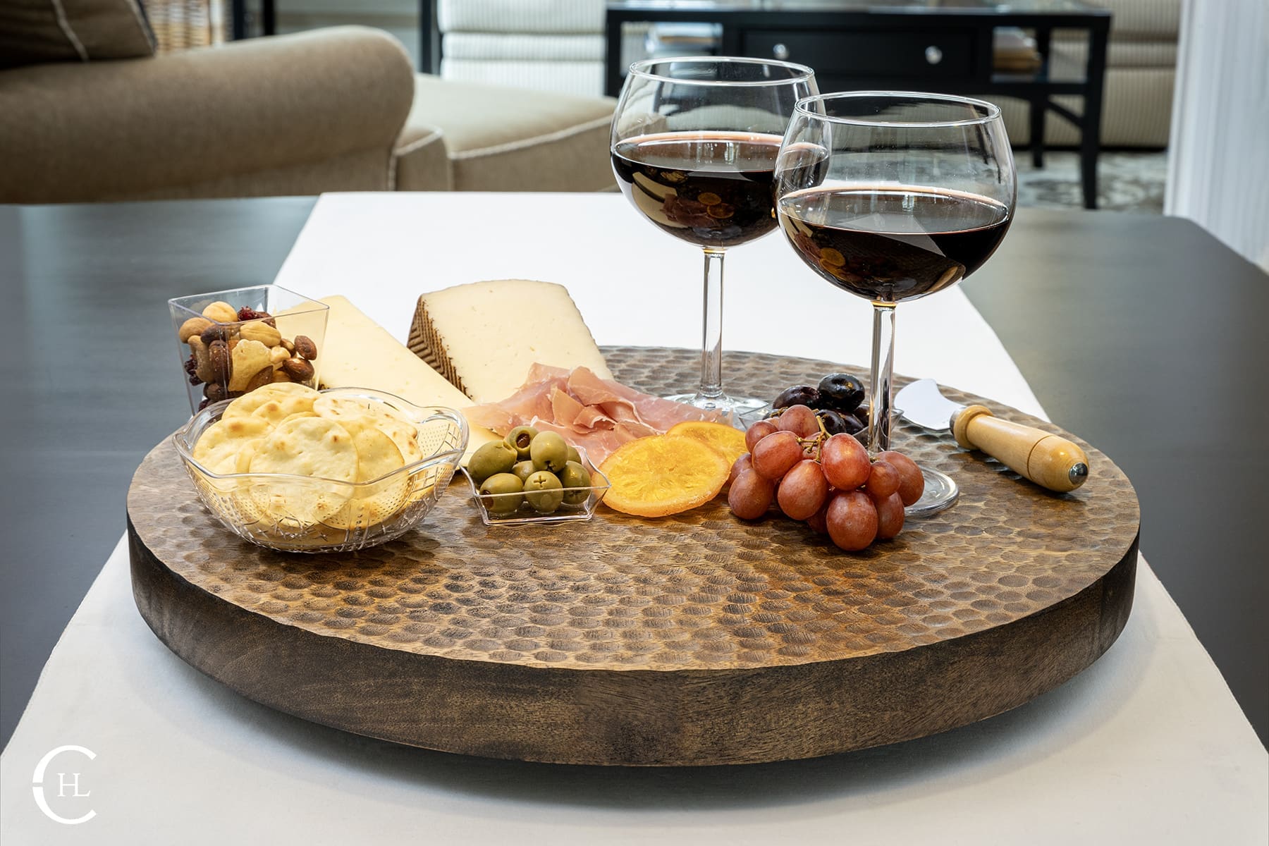 Hammered Wood Lazy Susan
