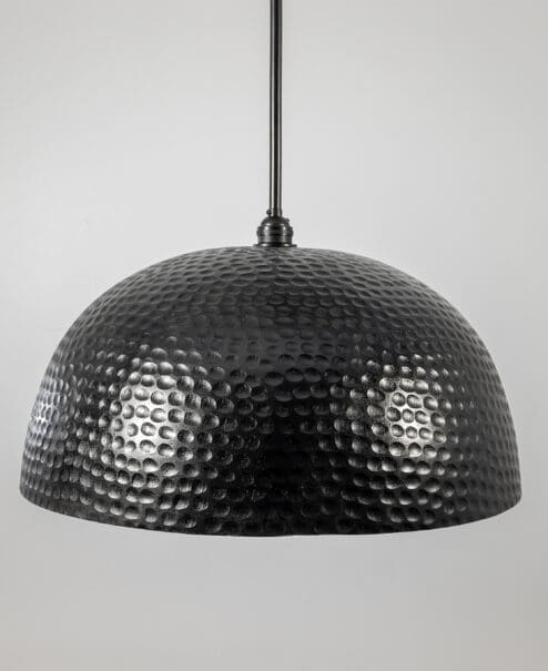 Wood Hammered Dome Pendant Light