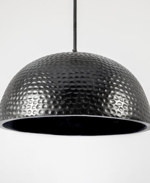 Wood Hammered Dome Pendant Light