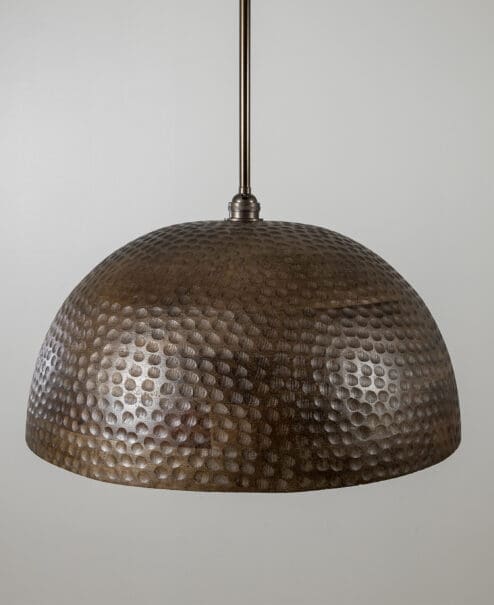 Wood Hammered Dome Pendant Light