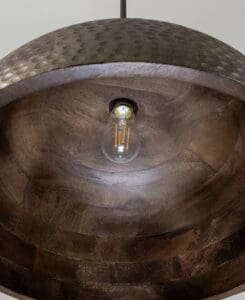 Jacobean Wood Hammered Dome Light