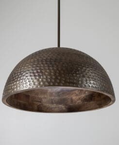 Jacobean Wood Hammered Dome Light